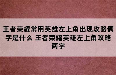 王者荣耀常用英雄左上角出现攻略俩字是什么 王者荣耀英雄左上角攻略两字